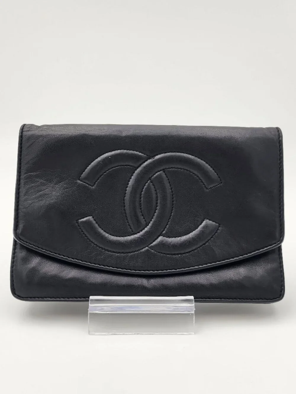 Chanel Vintage Series 3 WOC Leather Black Chain Link Shoulder Bag